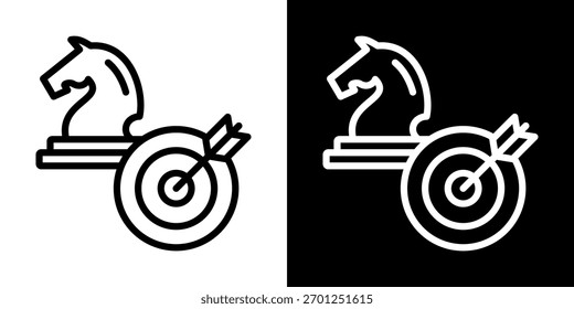 Estrategia Objetivo Icono De Línea Negro Y Blanco Estilo Ilustración vectorial
