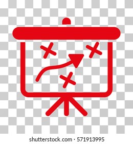 Strategy Path Demonstration Board icon. Vector illustration style is flat iconic symbol, red color, transparent background. Designed for web and software interfaces.