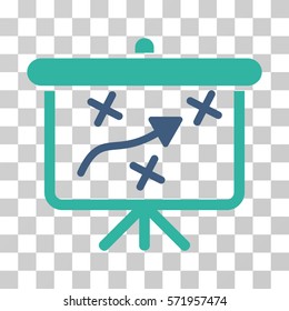 Strategy Path Demonstration Board icon. Vector illustration style is flat iconic bicolor symbol, cobalt and cyan colors, transparent background. Designed for web and software interfaces.