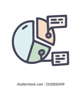 strategy pie chart color vector doodle simple icon