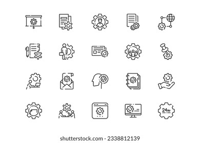Strategy and Plan lines icon set. Strategy and Plan genres and attributes. Linear design. Lines with editable stroke. Isolated vector icons