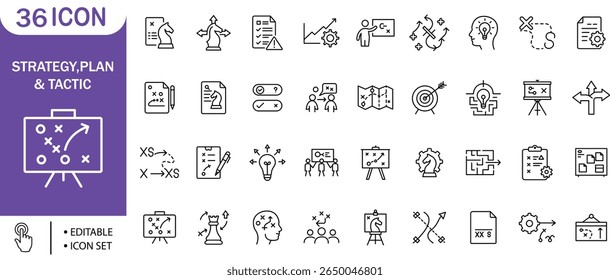 Estrategia Plan Táctica Análisis de Ajedrez Mapa Lightboard Editable Icon Set, Estrategia, Plan, Análisis, Mapa, Táctica, Icon