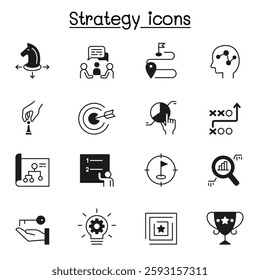 Strategy and planing icon set vector illustration graphic design