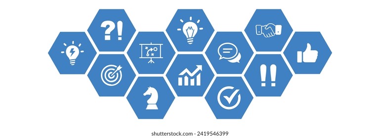 strategy planning brainstorming vector illustration with best icons and white background