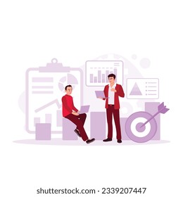 strategy planning. Business mission abstract concept. Mission statement, business goals, philosophy, company vision. Trend Modern vector flat illustration