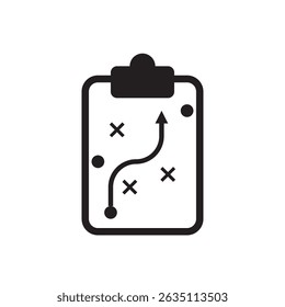 Strategy and planning clipboard with X and O markings. Great for business strategy, coaching, or tactical illustrations.
