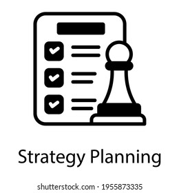 Strategy planning conceptual icon, task list with chess pieces