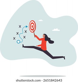 Strategy planning, method or tactic to win business reach goal, solution to avoid obstacle,people concept.