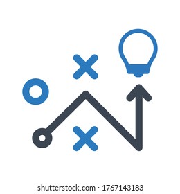Icono de tácticas de planificación de estrategia sobre fondo blanco