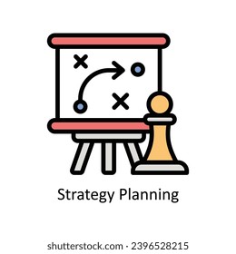 Ilustración de diseño de esquema rellenada por vector de planificación de estrategia. Símbolo de negocio y administración sobre archivo EPS 10 en fondo blanco