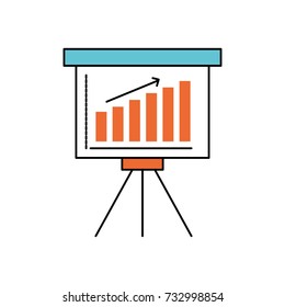 strategy presentation with statistics bar and arrow growing