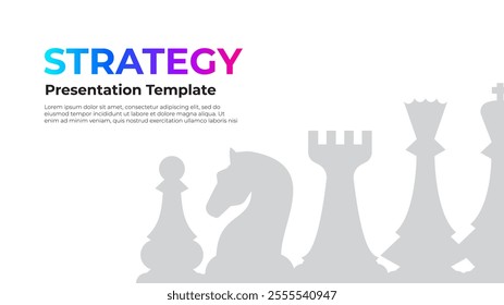 Strategy presentation template featuring chess pieces representing planning and tactics