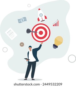 strategy or process to develop product, schedule or manage resource to achieve goal concept.flat vector illustration.