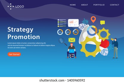 strategy promotion, website template, vector layered, easy to edit and customize, illustration concept