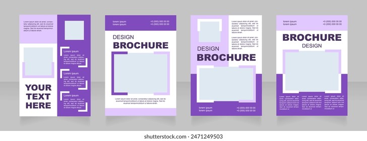 Diseño de diseño de folleto en blanco morado de estrategia. Evento de planificación. Conjunto de Plantillas de póster de Vertical con espacio de copia vacío para texto. Colección de informes corporativos prefabricados. Páginas de papel de folleto editables