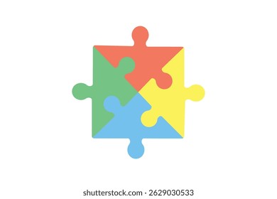 Strategy Puzzle Symbol Vector, colorful puzzle pieces vector icon, problem solving puzzle illustration