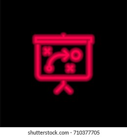 Strategy red glowing neon ui ux icon. Glowing sign logo vector