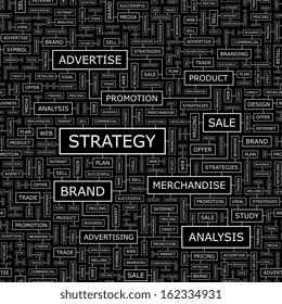 STRATEGY. Seamless pattern. Word cloud illustration. Vector illustration.