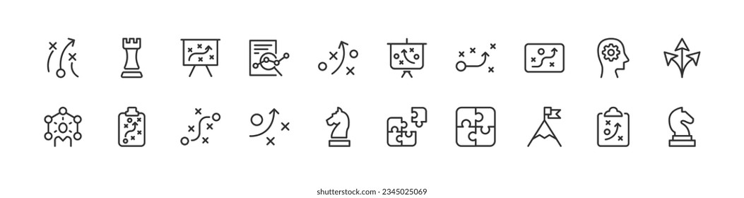 strategy set vector line icons. Thin line design elements. Collection of editable stroke icons