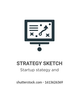 Strategy sketch glyph icon vector on white background. Flat vector strategy sketch icon symbol sign from modern startup stategy and success collection for mobile concept and web apps design.