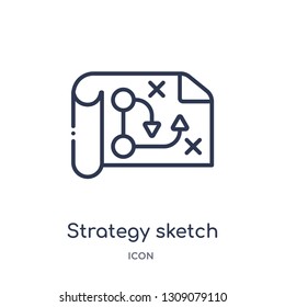 strategy sketch icon from startup stategy and success outline collection. Thin line strategy sketch icon isolated on white background.
