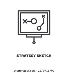 strategy sketch icon. Thin line strategy sketch icon from startup and strategy collection. Outline vector isolated on white background. Editable strategy sketch symbol can be used web and mobile