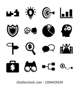 strategy solid icons vector design
