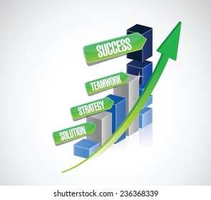 strategy solution, teamwork business success graph illustration design over a white background