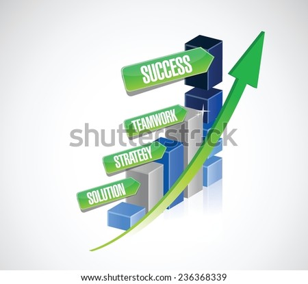 strategy solution, teamwork business success graph illustration design over a white background