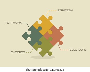 strategy, solutions, success and teamwork conceptual. vector illustration