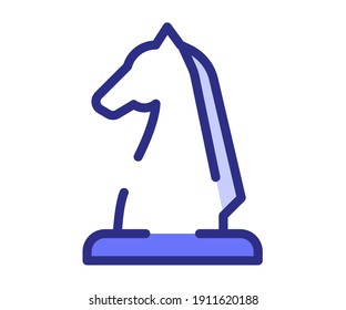 strategy strategist chess single isolated icon with dashed line or dash lines style