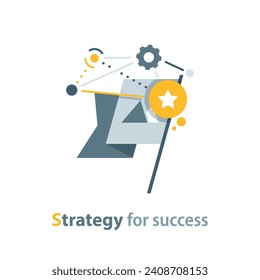 Strategy for success,golden cup, game trophy, award ceremony, big accomplishment,win prize, reward program