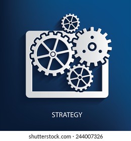 Strategy symbol on blue background, clean vector