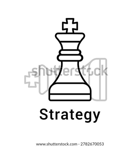 strategy with thin line chess king. concept of adversary, player, career, boss, leisure, tactical goal, idea, power, attack. flat style modern logotype design vector illustration on white background