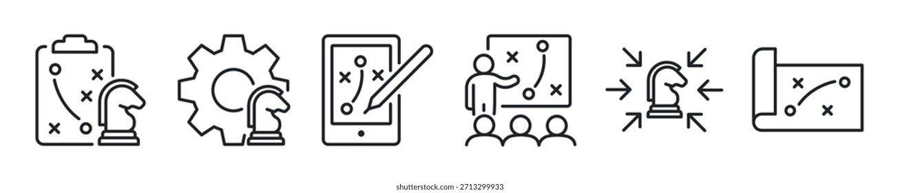 Strategy thin line icon set. Web minimal icons