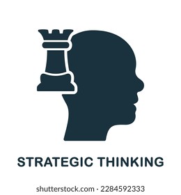 Strategy Think and Decision Silhouette Icon. Strategic Thinking Glyph Pictogram. Tactical Thinking, Training Mental Skill, Memory Solid Sign. Intellectual Process Symbol. Isolated Vector Illustration.