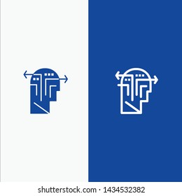 Strategy, Thinking, Mind, Head Line and Glyph Solid icon Blue banner Line and Glyph Solid icon Blue banner
