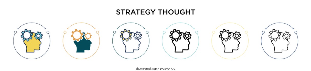 Strategy thought icon in filled, thin line, outline and stroke style. Vector illustration of two colored and black strategy thought vector icons designs can be used for mobile, ui, web