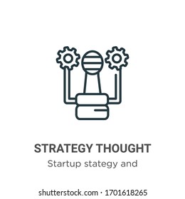 Strategy thought outline vector icon. Thin line black strategy thought icon, flat vector simple element illustration from editable startup stategy and success concept isolated stroke on white 