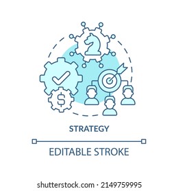 Strategy turquoise concept icon. Pillar of innovation management abstract idea thin line illustration. Planning process. Isolated outline drawing. Editable stroke. Arial, Myriad Pro-Bold fonts used