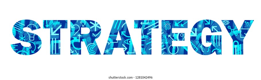 STRATEGY typography banner with geometric texture