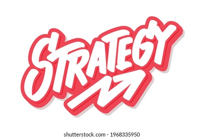 Strategy. Vector handwritten lettering. Vector illustration.