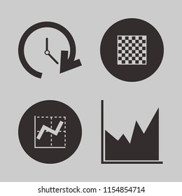 strategy vector icons set. with chess board, update time and graph in set