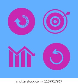 strategy vector icons set. with descending graph, target and reload arrow in set