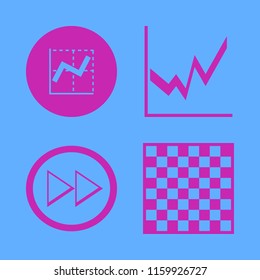 strategy vector icons set. with graph, right arrow and chess board in set