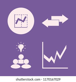 strategy vector icons set. with group idea, left right arrows and graph in set