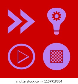 strategy vector icons set. with idea, right arrow and chess board in set