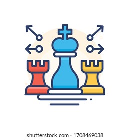 strategy vector illustration.  Startup and new business filled outline icon. 