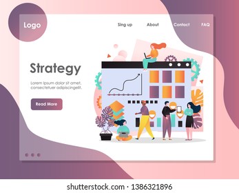 Strategy vector website template, web page and landing page design for website and mobile site development. Strategic project scheduling, planning and management concept.