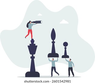 Strategy to win competition, teamwork help plan strategic idea to fight and achieve business victory, challenge concept.flat character life .